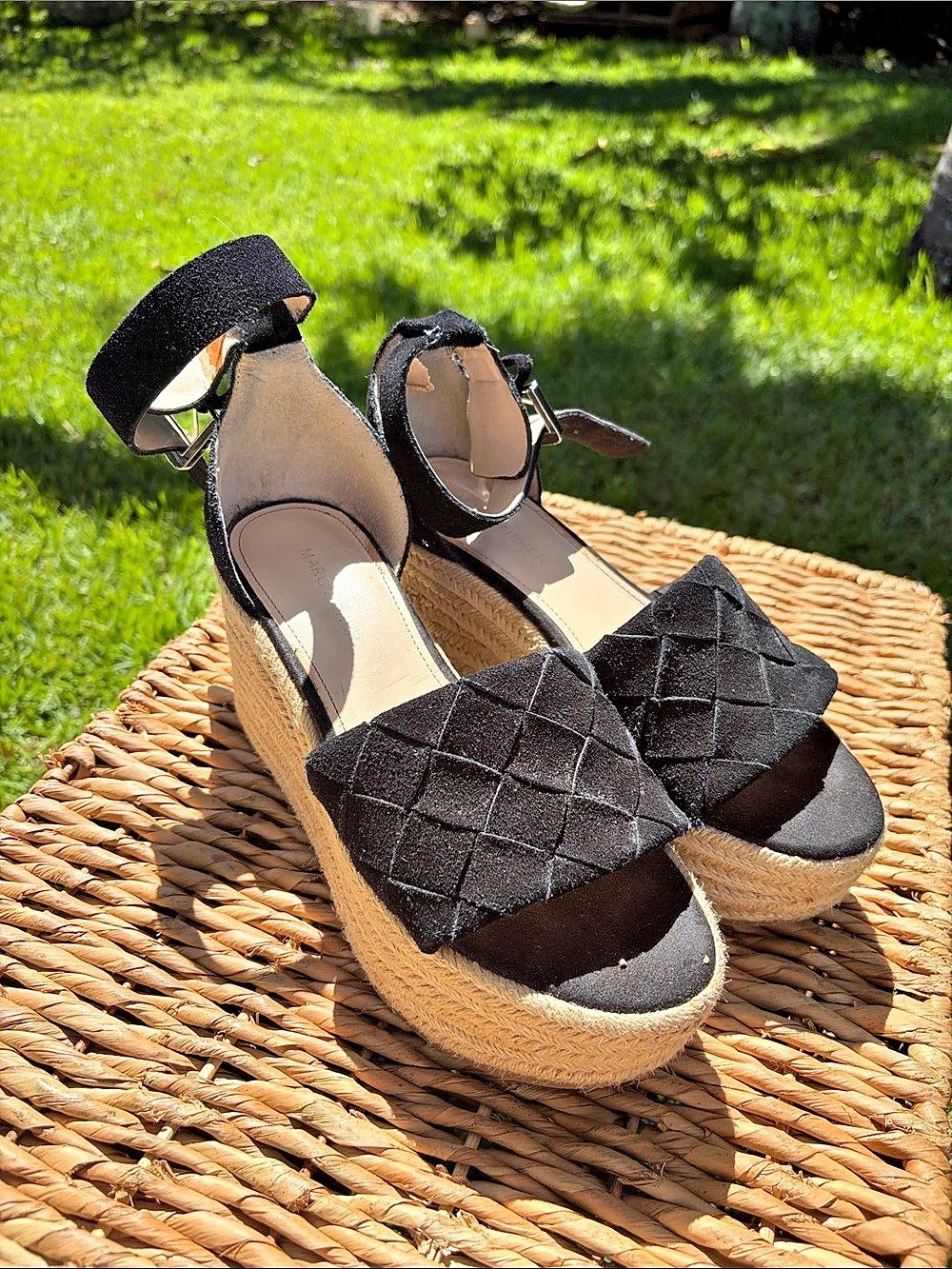 MARC FISHER Adalyn Espadrille Wedge Sandal Black Wedge Sandals